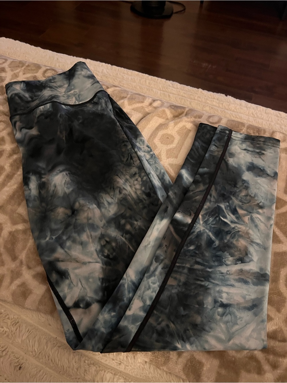 Blue Black Tie-Dye Active Leggings